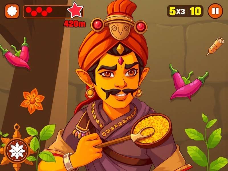 Turmeric Quest character with spices